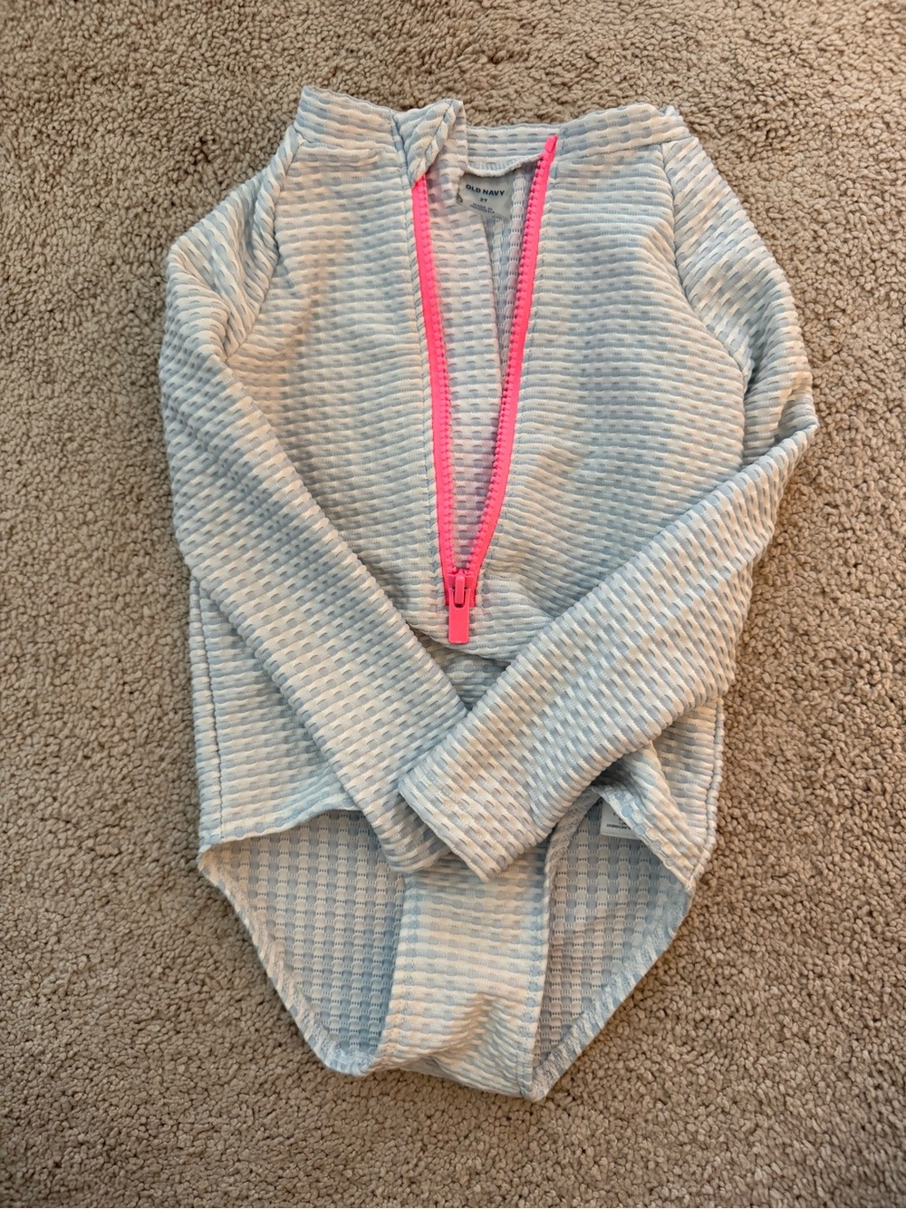 Old Navy Light Blue Girls' Long-Sleeve Swim Rashguard with Pink Zipper
